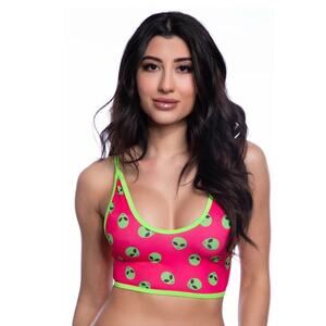 🦋B2G1🦋MIDNIGHT BALLERINA Hot Pink Alien Crop Top | ONE SIZE | Dance Wear